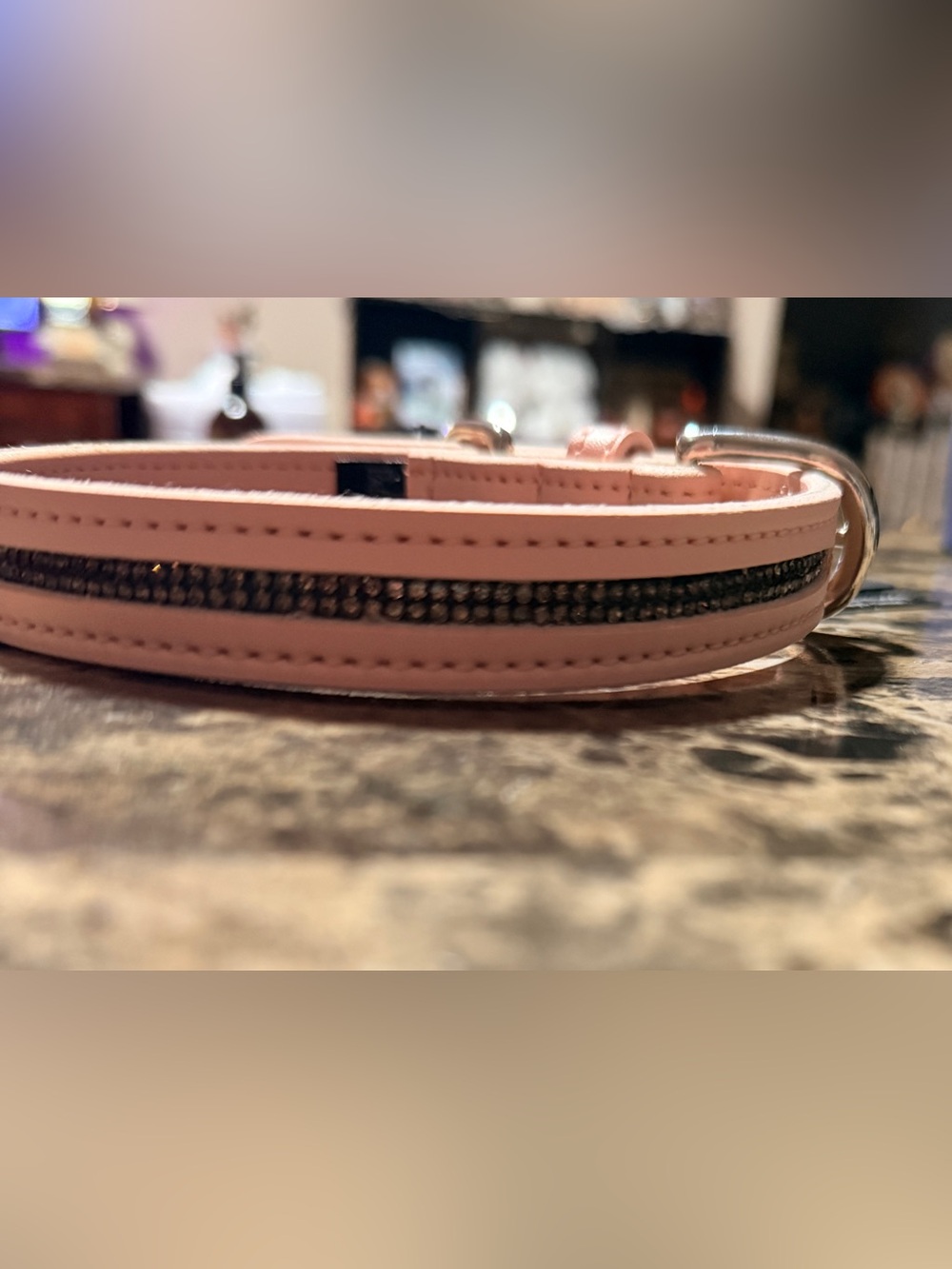 ✨ NWT Blush Pink Medium Vegan Leather Dog Collar with Black Crystal Accent ✨